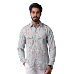 Men's Sanganeri Light Green Hunting Styled Floral Printed Shirt | Elegant Outdoor Wear